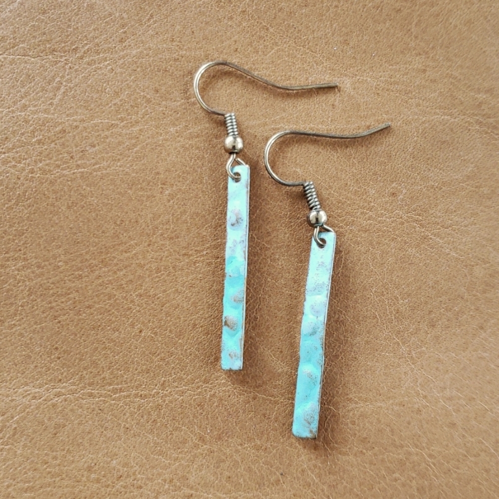 Metal turquoise painted earrings